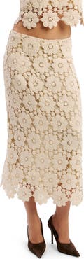 Bardot Veneta Crochet Cotton Midi Skirt