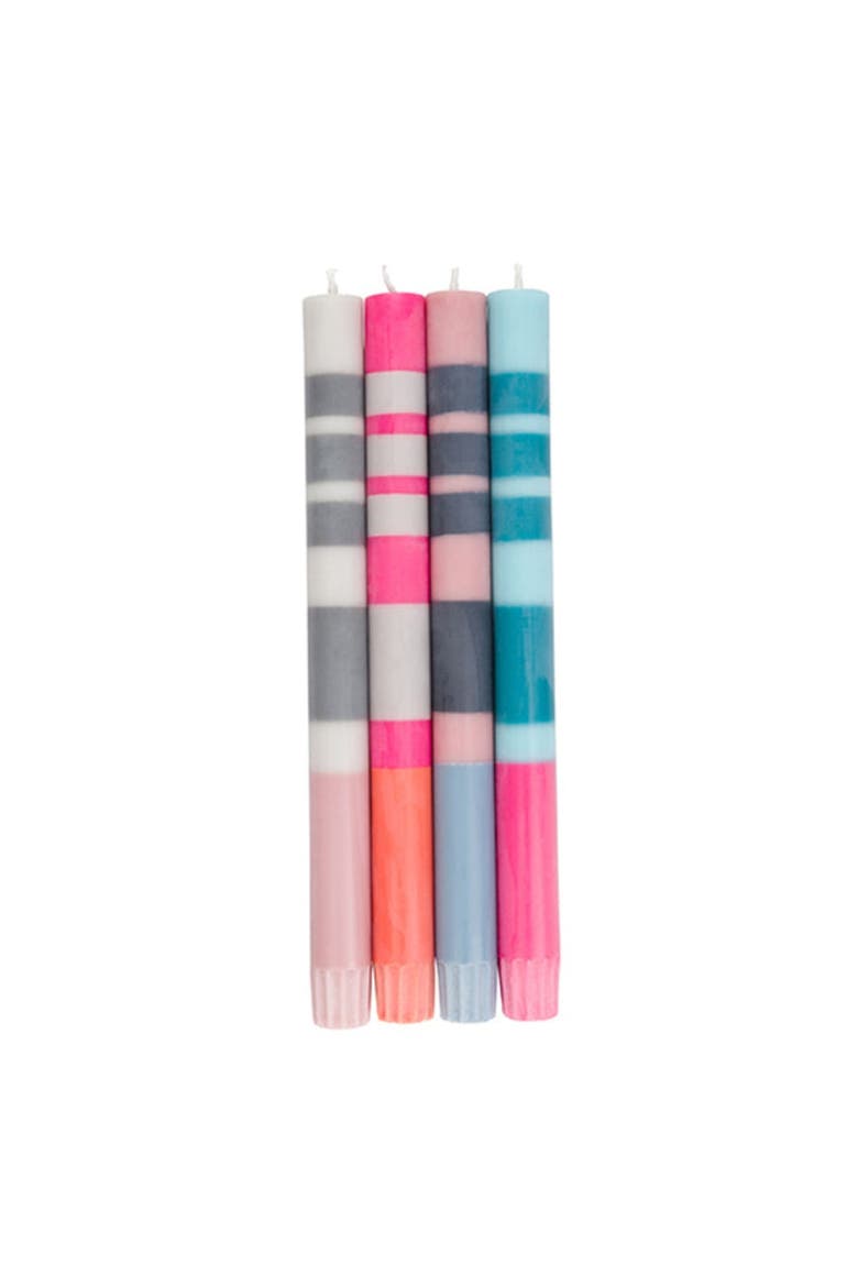 Striped Dinner Candles - Set of 4, Main, color, Pinks, Blues, Greys