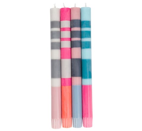 Striped Dinner Candles - Set of 4