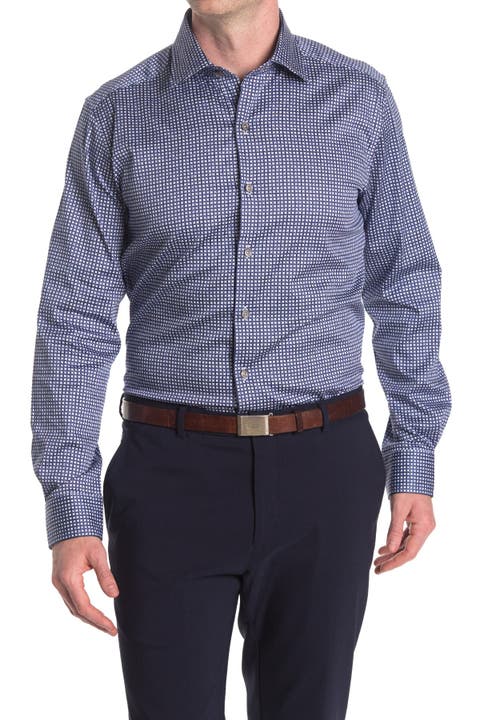 Jacquard Check Print Long Sleeve Tailored Fit Shirt