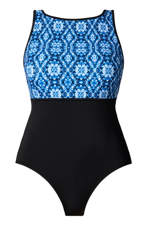 Shapesolver Sport Binded Highneck Tank Chlorine Resistant One-piece Swimsuit In Multi