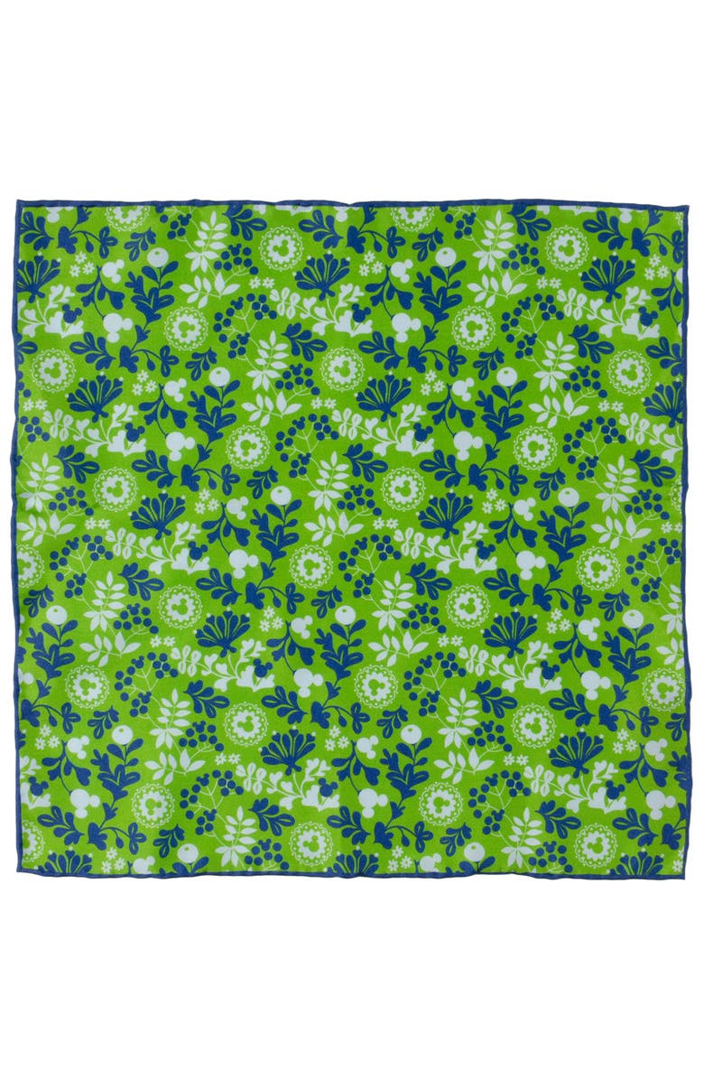 Cufflinks, Inc. Mickey Floral Silk Pocket Square, Alternate, color, Green