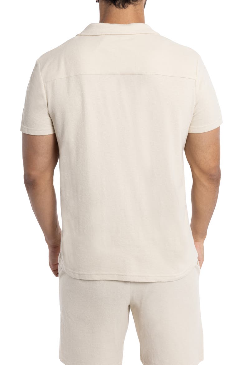 Relaxed Cotton & Hemp Button-Down Polo, Alternate, color, STONE