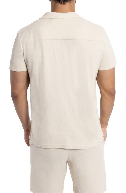 Shop Spring + Mercer Relaxed Cotton & Hemp Button-down Polo In Stone