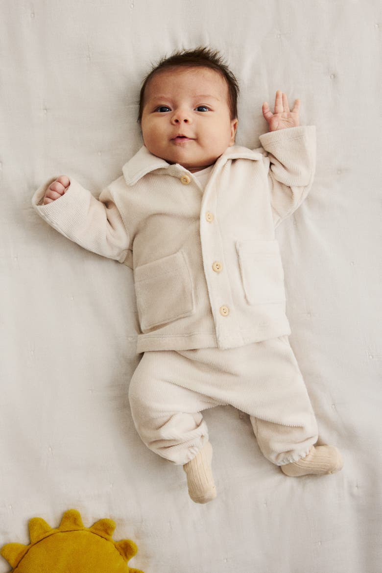 2-piece Ribbed Velour Set, Main, color, Light beige