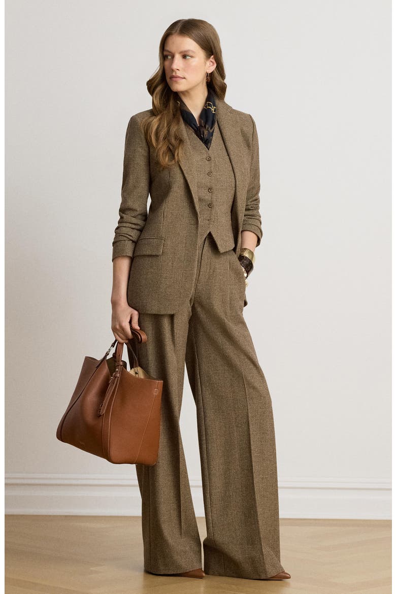 Brushed Wool Suit Pants, Alternate, color, BROWN/ MULTI