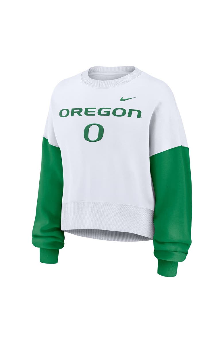 Nike Women's Nike White Oregon Ducks Oversized Color-Block Pullover Sweatshirt, Alternate, color,