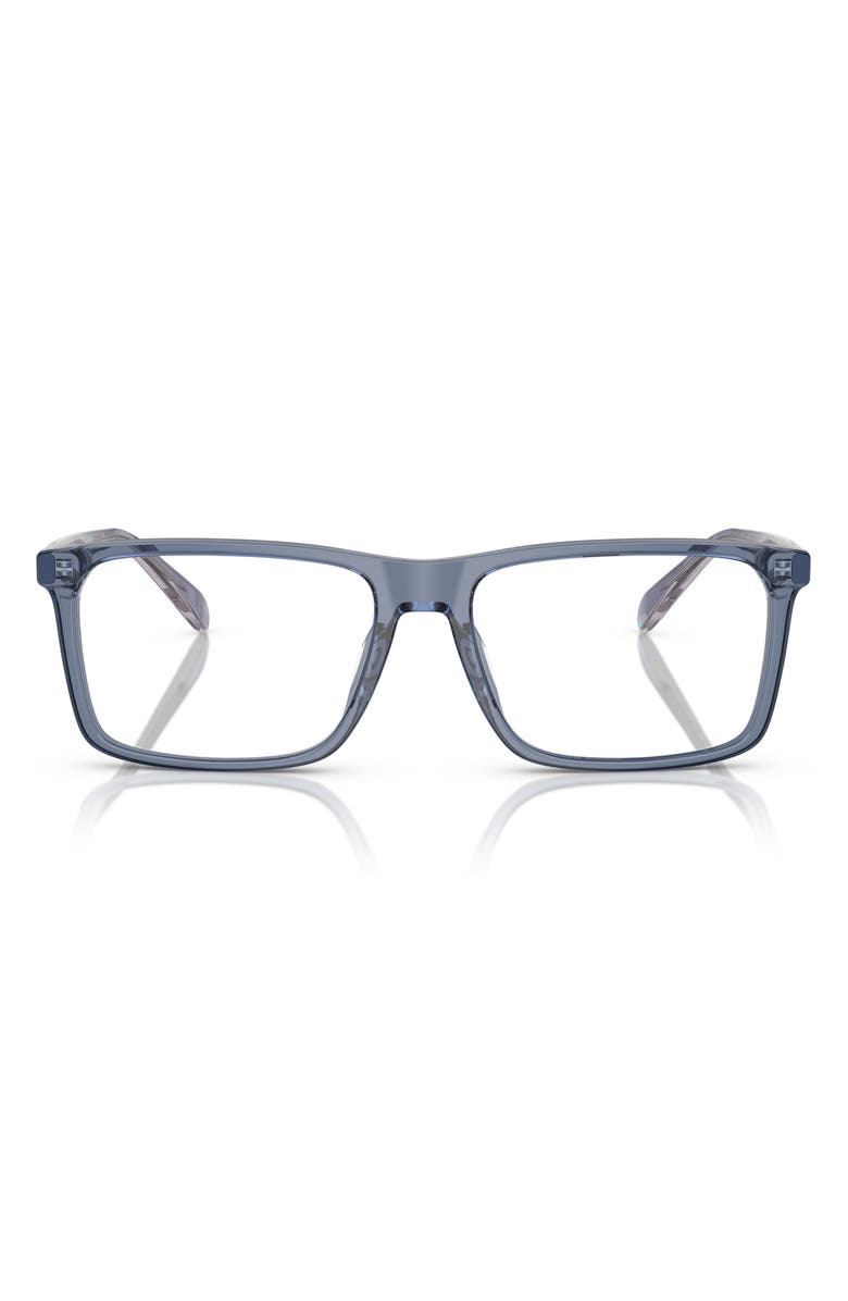COACH 58mm Rectangle Optical Glasses, Main, color, Transparent Blue / Demo Lens