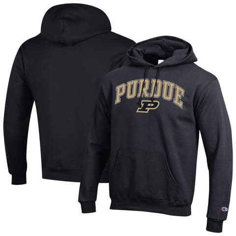 Men's Champion  Black Purdue Boilermakers Arched Logo Fleece Pullover Hoodie