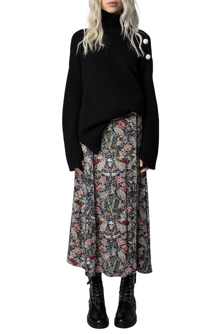 June Soft British Flowers Skirt, Alternate, color, BLUEBERRY