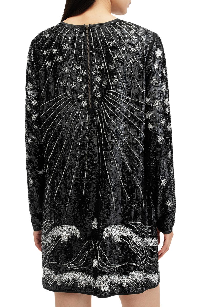 AllSaints Noushka Mixed Sequin Print Long Sleeve Dress, Alternate, color, 
