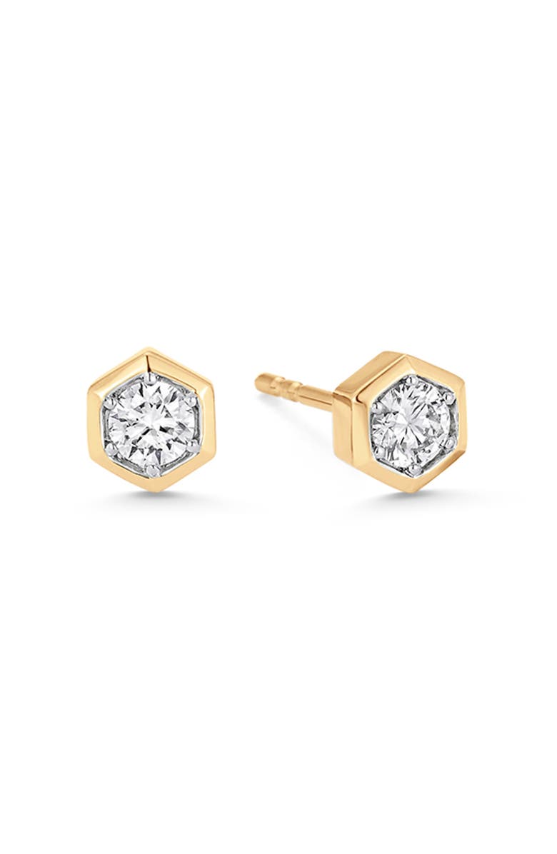 Sara Weinstock Honeycomb Petite Stud Earrings, Main, color, Yellow Gold/ Diamond