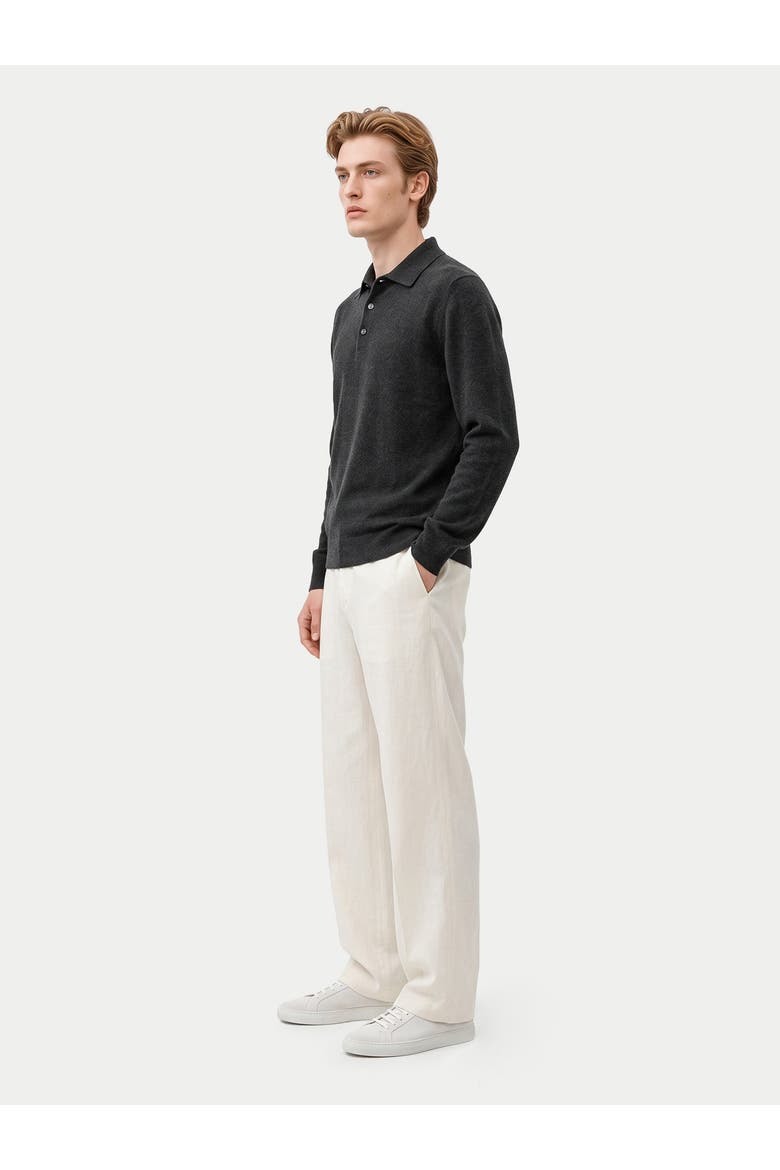 Cashmere Classic Polo Sweater, Alternate, color, charcoal