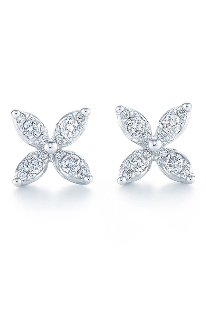 Sunburst Diamond Stud Earrings, Main, color, WHITE GOLD