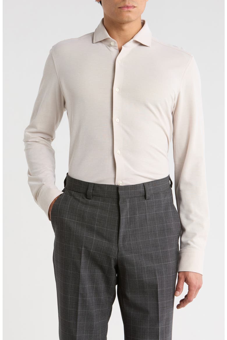 Hank Kent Slim Fit Linen Dress Shirt, Main, color, LT BGE