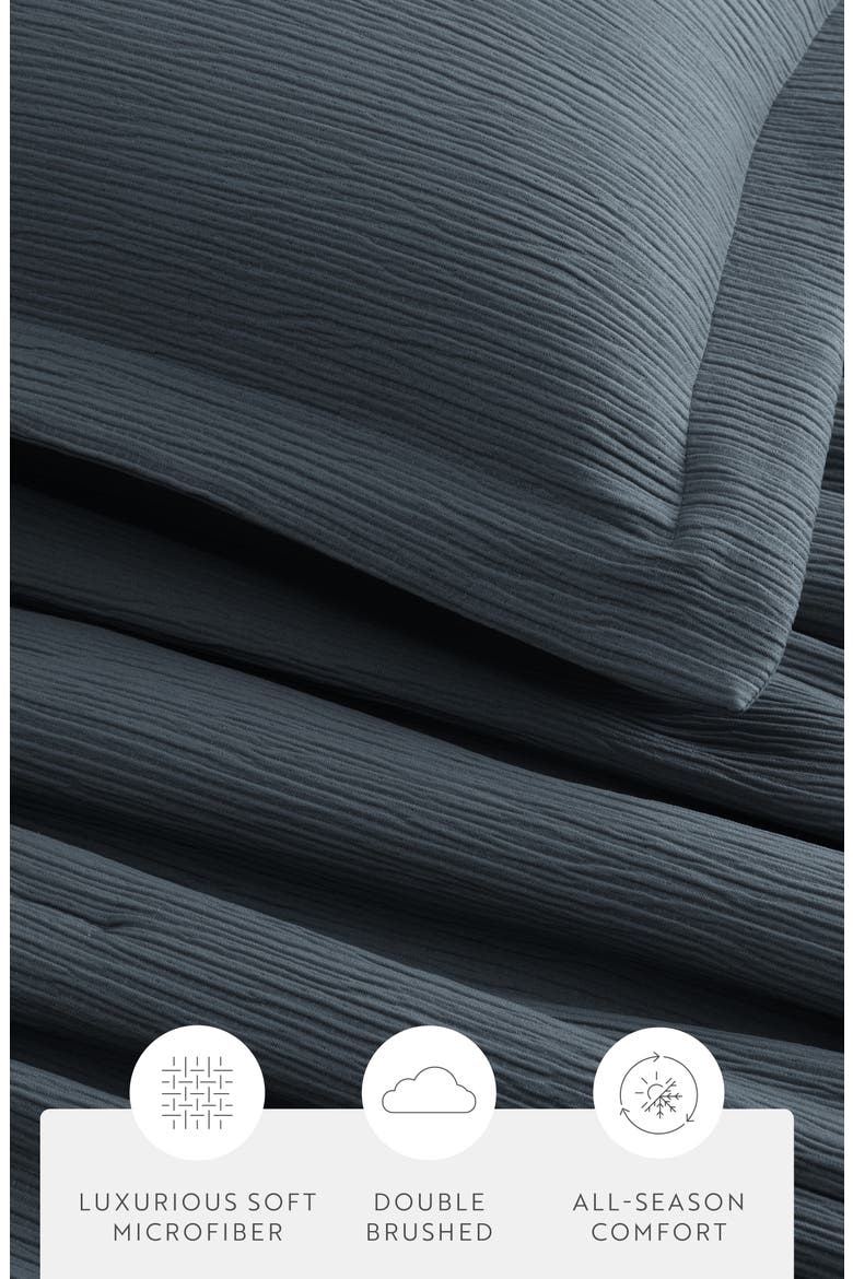 Double Gauze 3-Piece Comforter Set, Alternate, color, SLATE BLUE