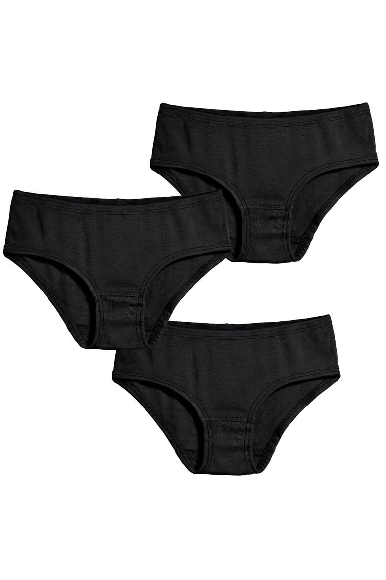 Girls Soft 100% Cotton Brief 3-Pack, Main, color, Black