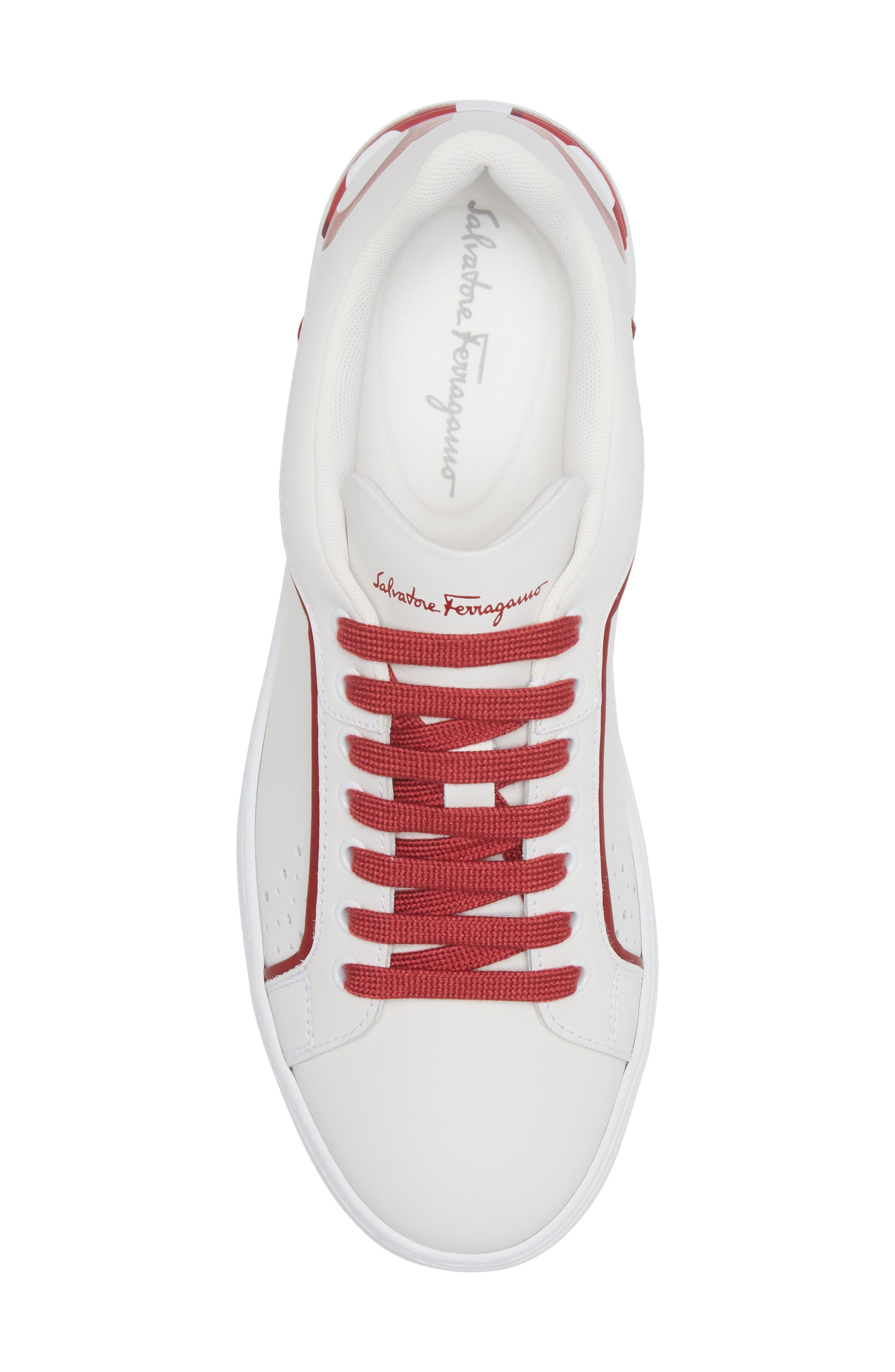 Salvatore Ferragamo Manhattan Sneaker, Alternate, color, BIANCO/ ROUGUE