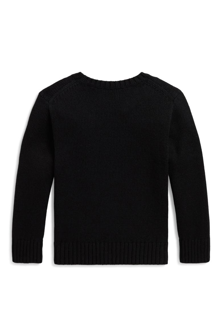 Kids' Polo Bear Cotton Sweater, Alternate, color, POLO BLACK
