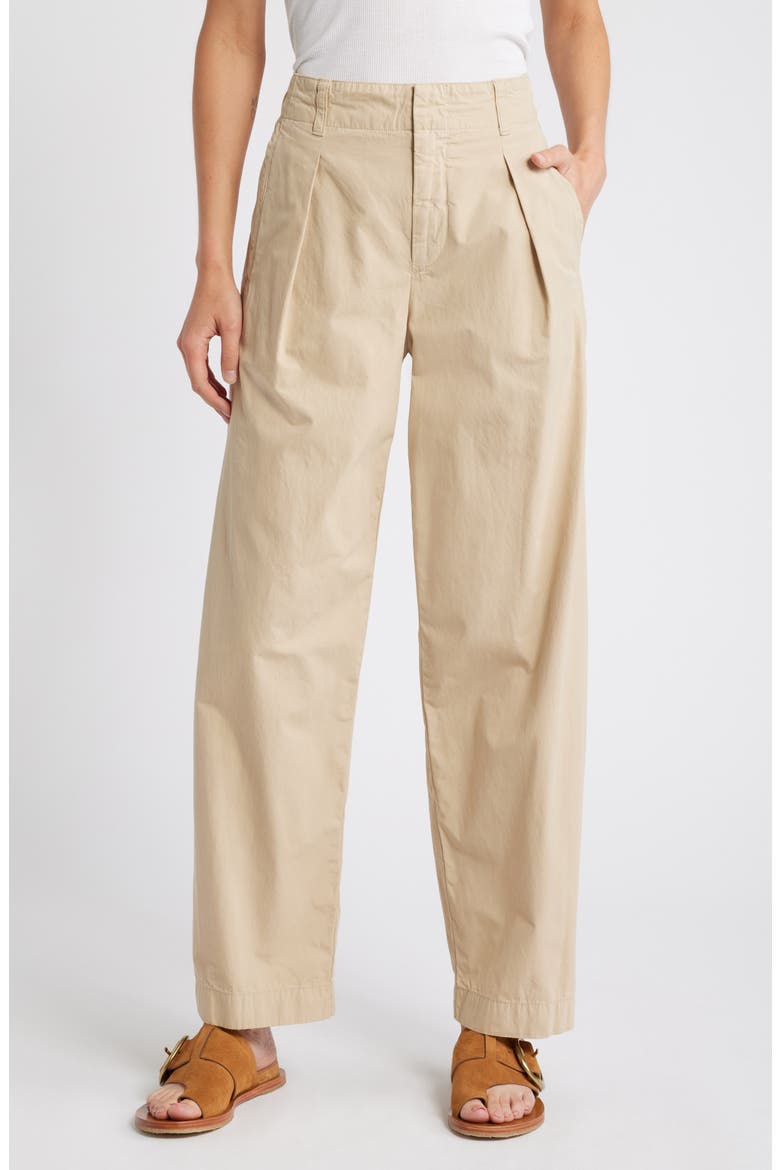 Donovan Pleated Wide Leg Twill Pants, Main, color, KHAKI