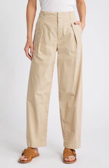 Rag & Bone Donovan Pleated Wide Leg Twill Pants In Brown