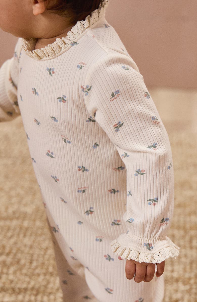 MORI Floral Crochet Accent Rib Romper, Alternate, color, 