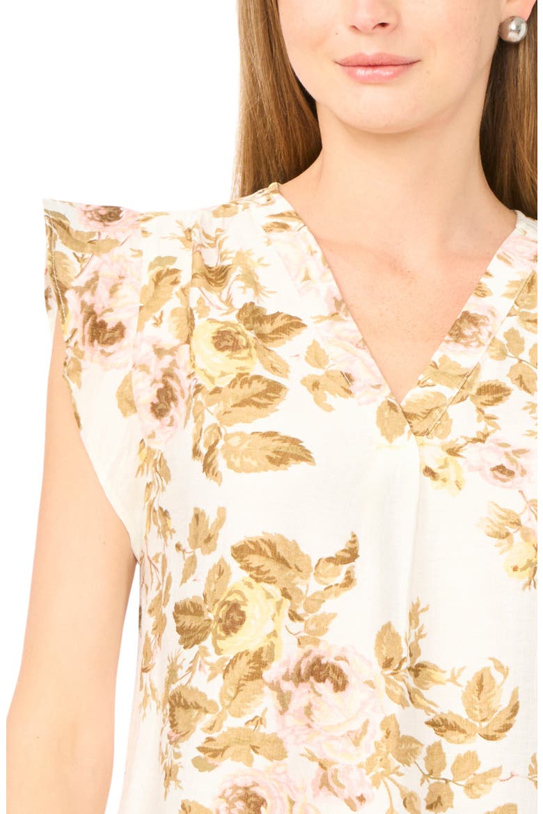Flutter Sleeve Top, Alternate, color, IVORY/ TWILL