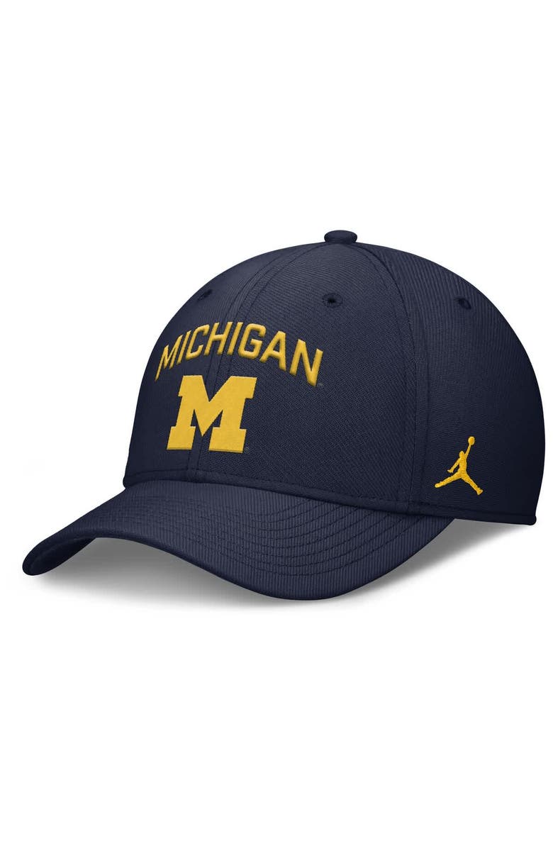 Jordan Brand Men's Jordan Brand Navy Michigan Wolverines 2025 On-Field Rise Performance Flex Hat, Main, color, 