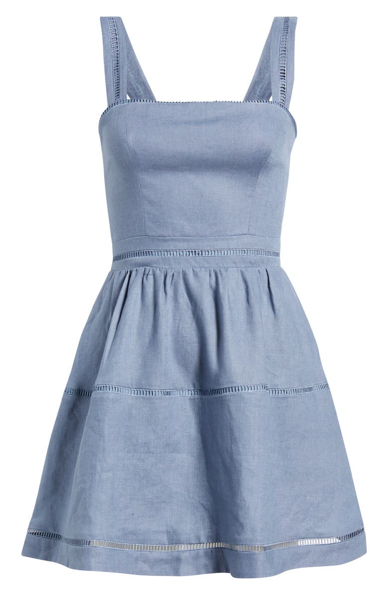 Reformation Everett Tiered Linen Mini Sundress, Alternate, color, Cornflower