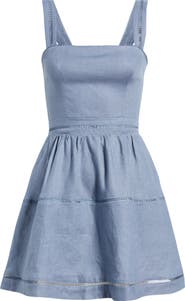 Reformation Everett Tiered Linen Mini Sundress