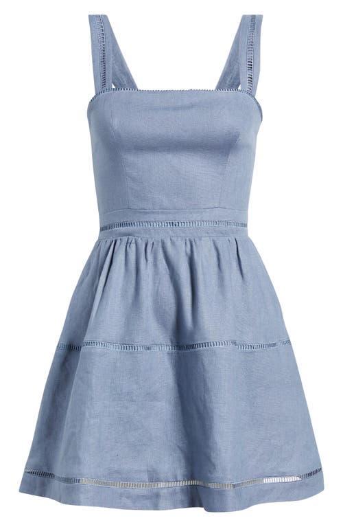 Reformation Everett Tiered Linen Mini Sundress In Blue