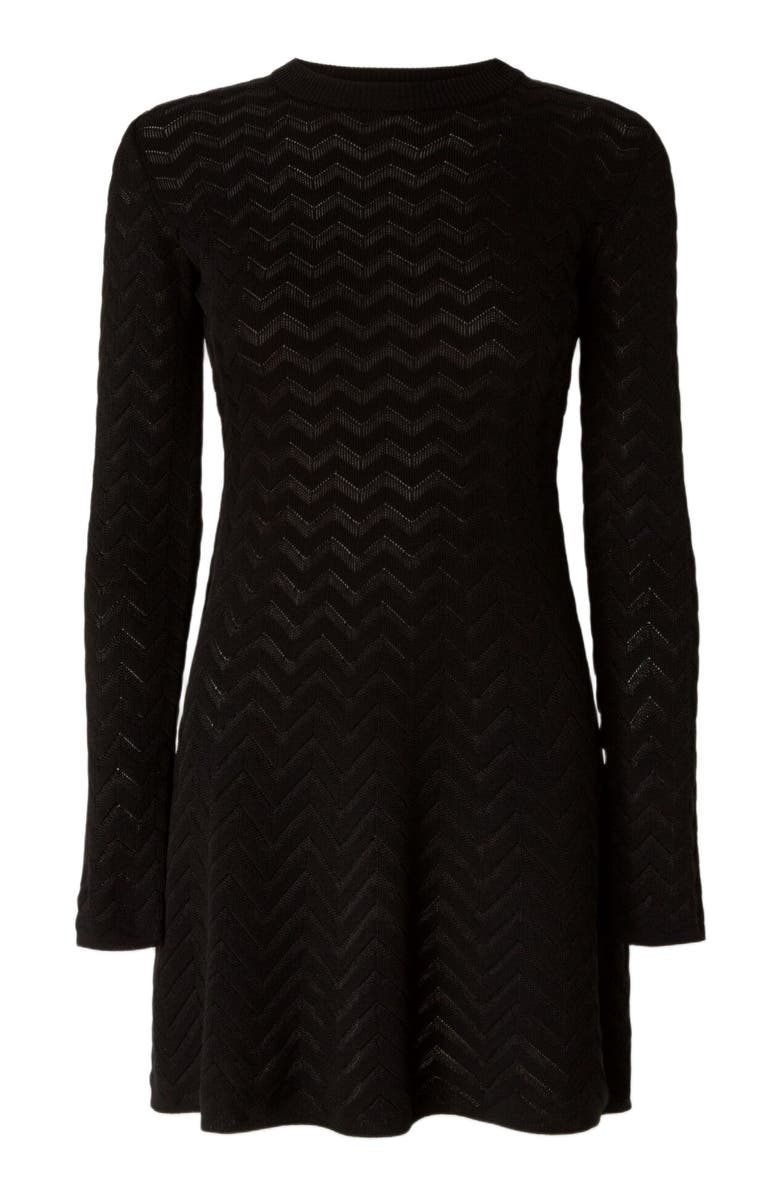 Missoni Tone-on-tone Chevron Long-sleeved Mini-dress, Alternate, color, Black