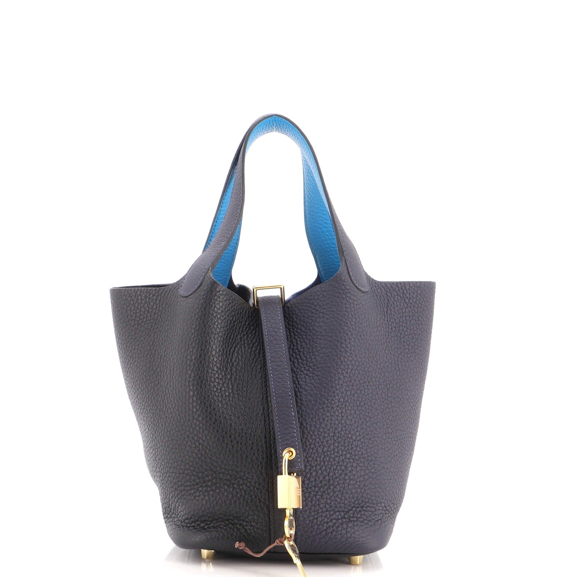 Casaque Picotin Lock Bag Clemence PM, Main, color, Blue