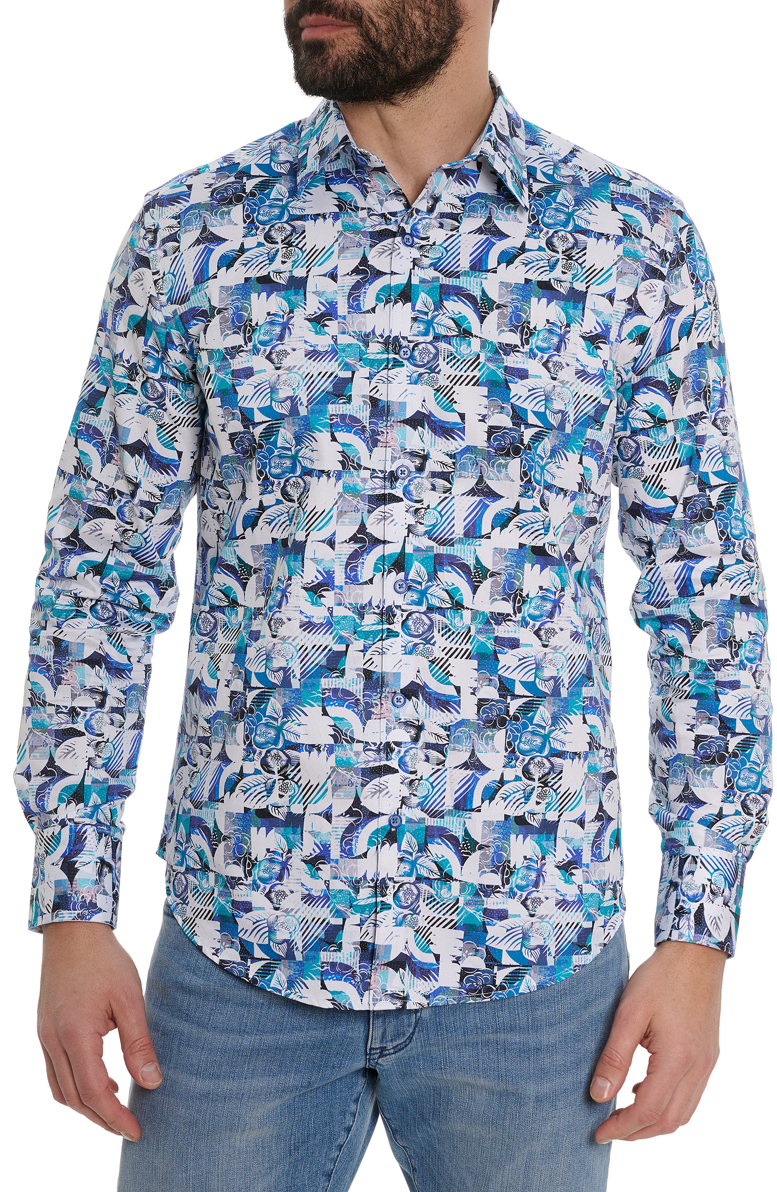 Robert Graham Floral Checks Print Long Sleeve Shirt