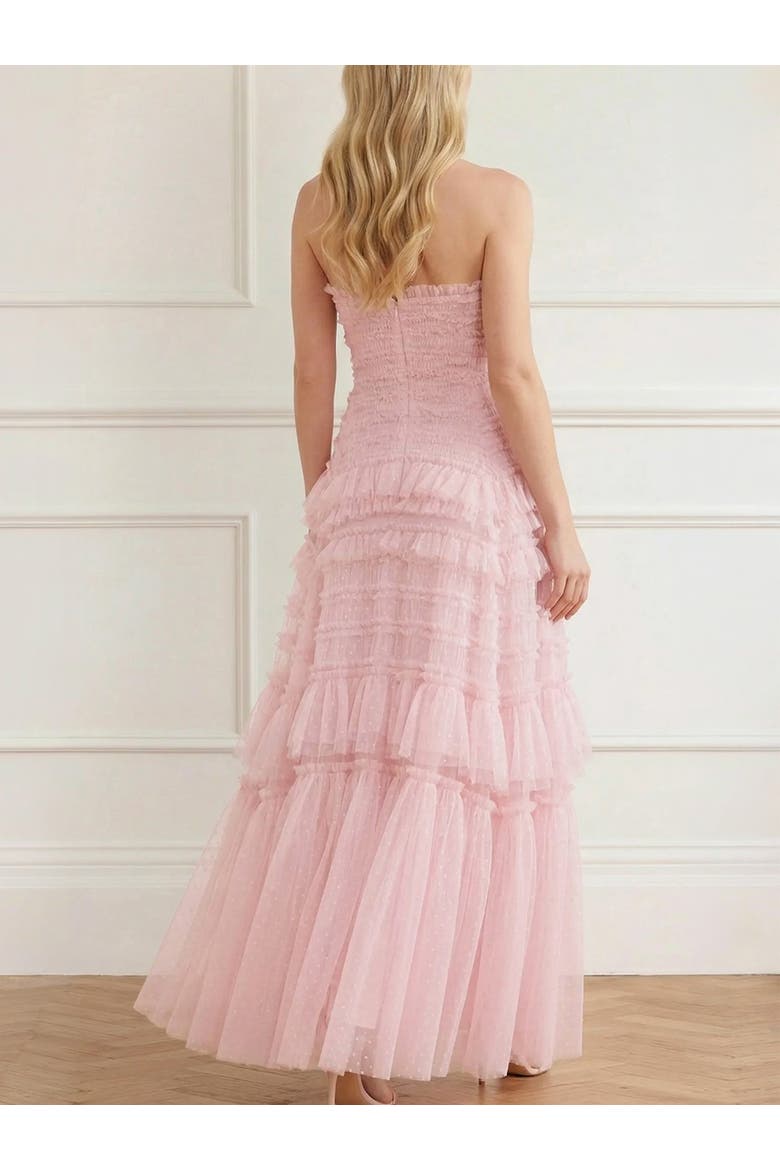 Valentine Ruffle Strapless Gown, Alternate, color, Shell