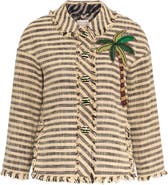 Maison Common Striped Jacket With Palm Tree Embroidery