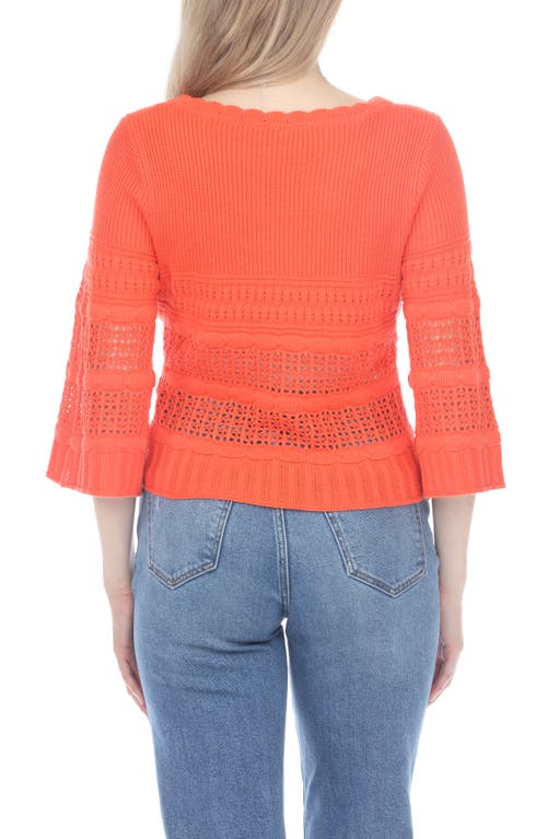 Rain And Rose Cropped Bell Sleeve Sweater In Tomato