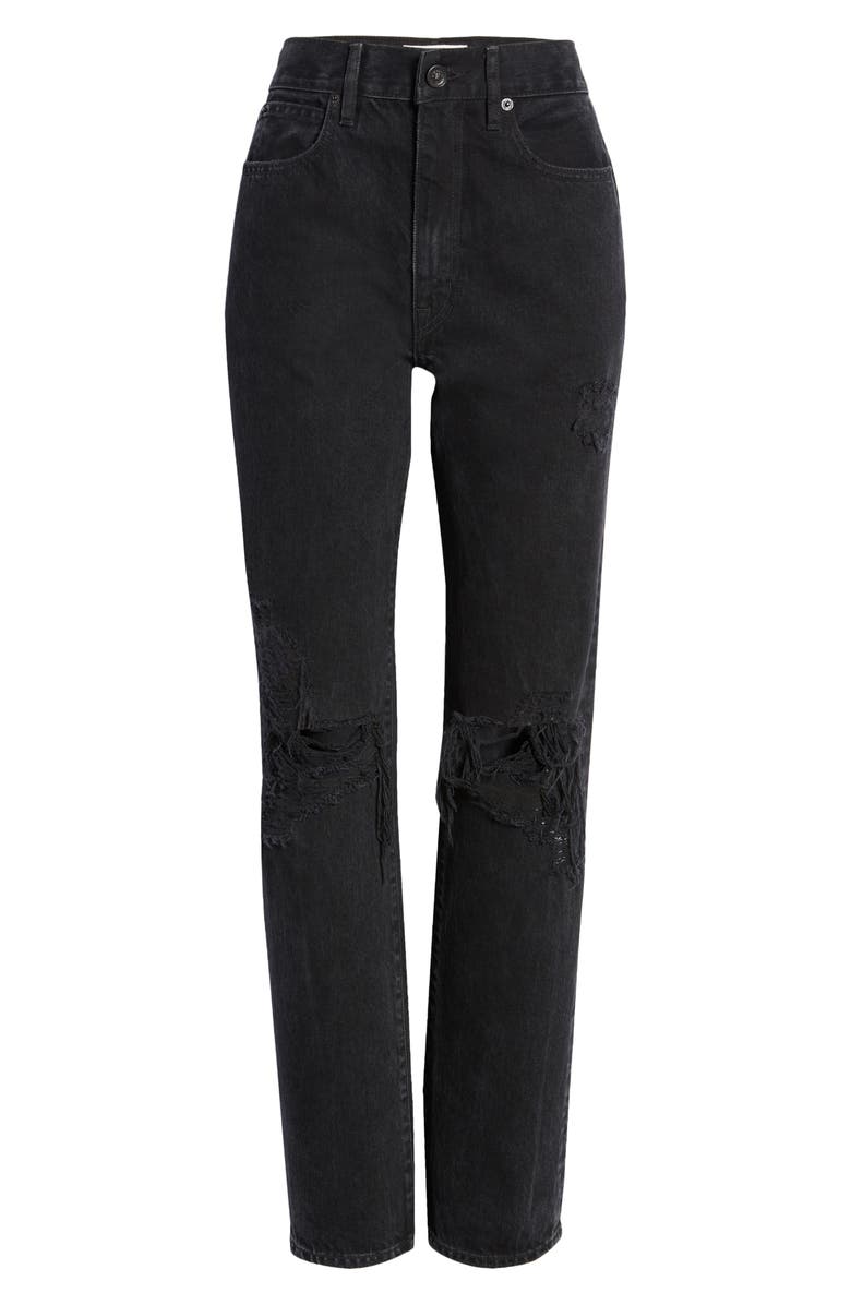 SLVRLAKE London High Rise Straight Leg Jeans, Alternate, color, Shadow Ridge Destructed