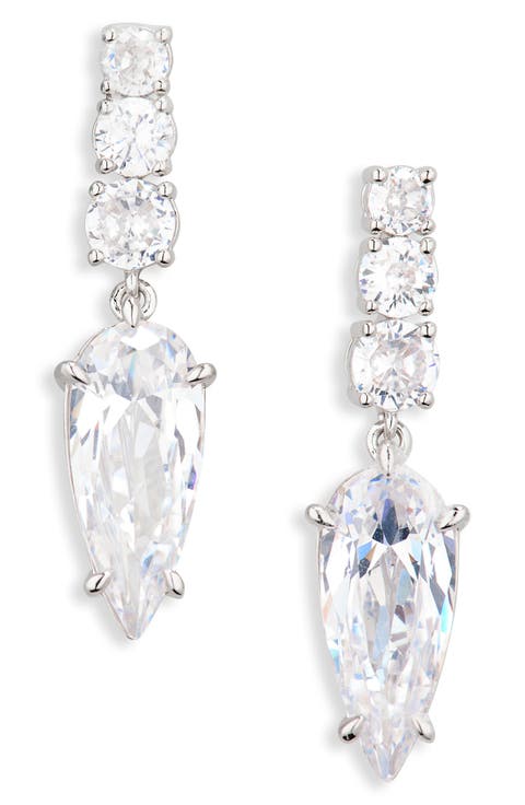 Melody Cubic Zirconia Elongated Drop Earrings