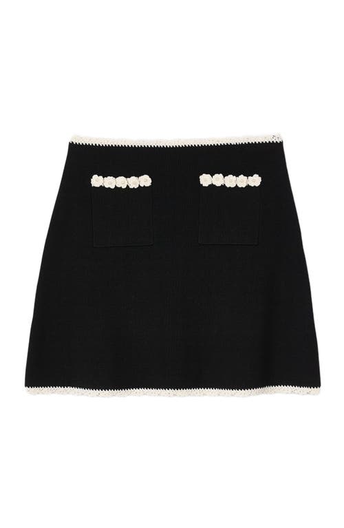 Sandro Short Skirt With Crochet Details In Black