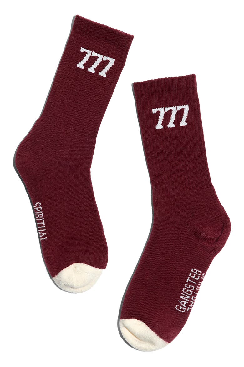 Good Karma 777 Crew Socks, Alternate, color, MAHOGANY