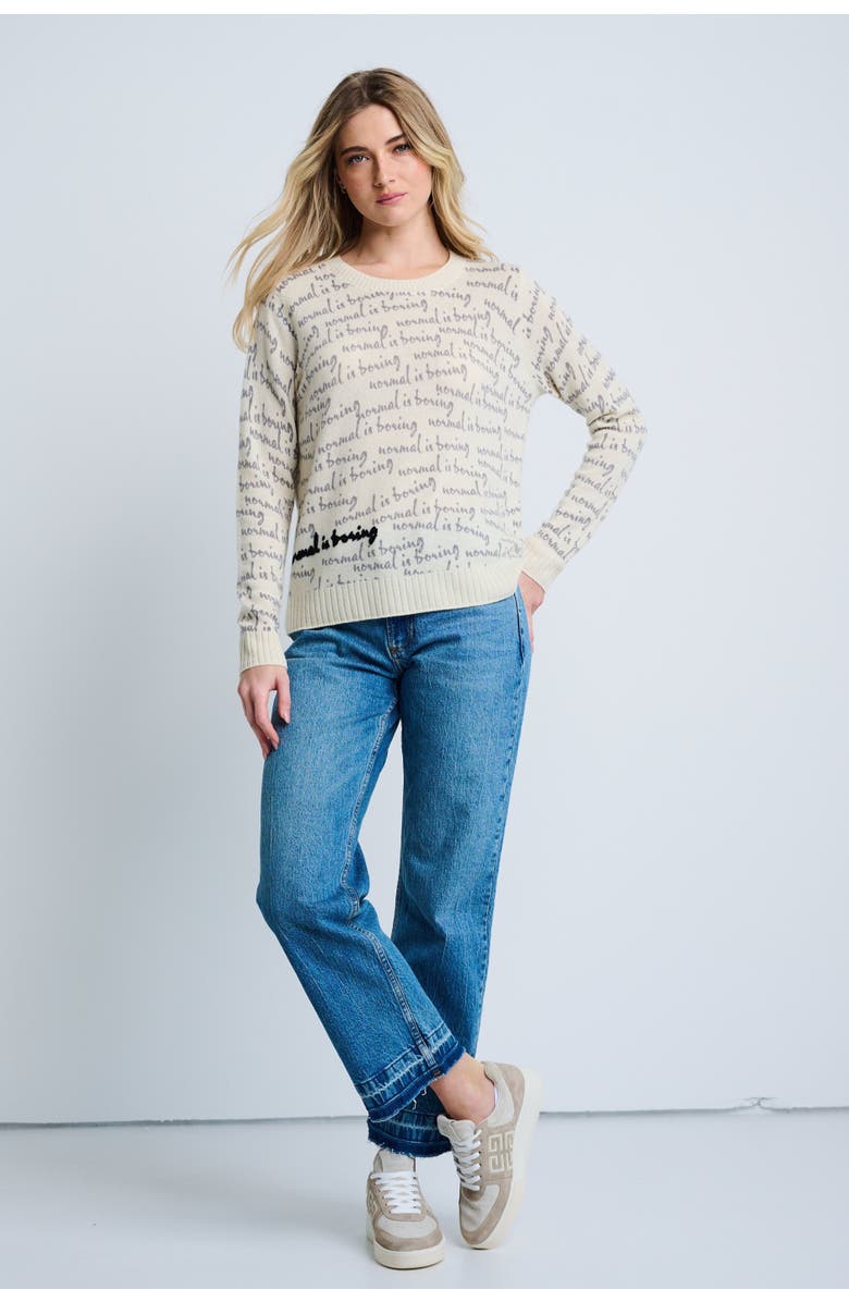 Lisa Todd Normal Is Boring Cashmere Sweater, Alternate, color, Winter White