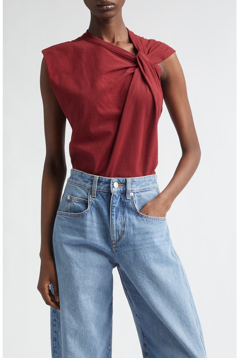 Nayda Asymmetric Cotton Slub Top, Main, color, DARK BURGUNDY
