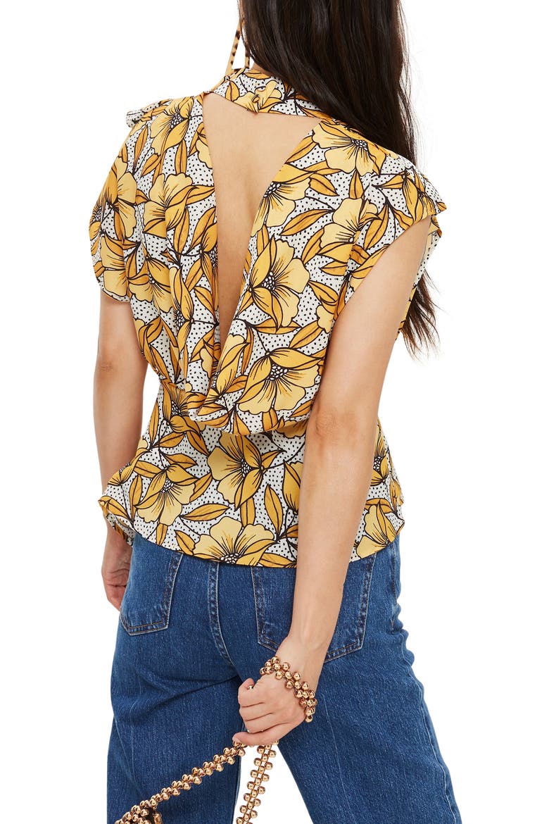 Ruffle Blouse, Alternate, color, YELLOW MULTI