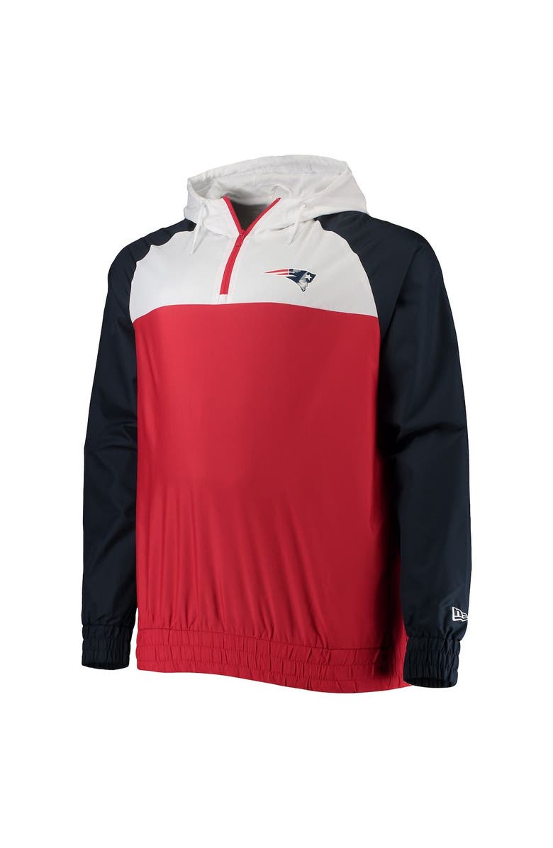 New Era Men's New Era Red/Navy New England Patriots Big & Tall League Raglan Quarter-Zip Hoodie, Alternate, color, Red