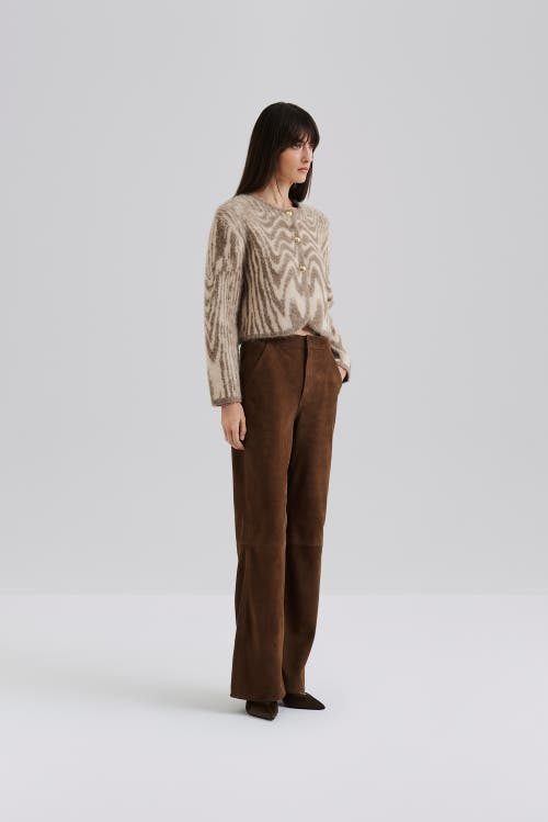 Malina Felise High Rise Wide Leather Trousers In Brown