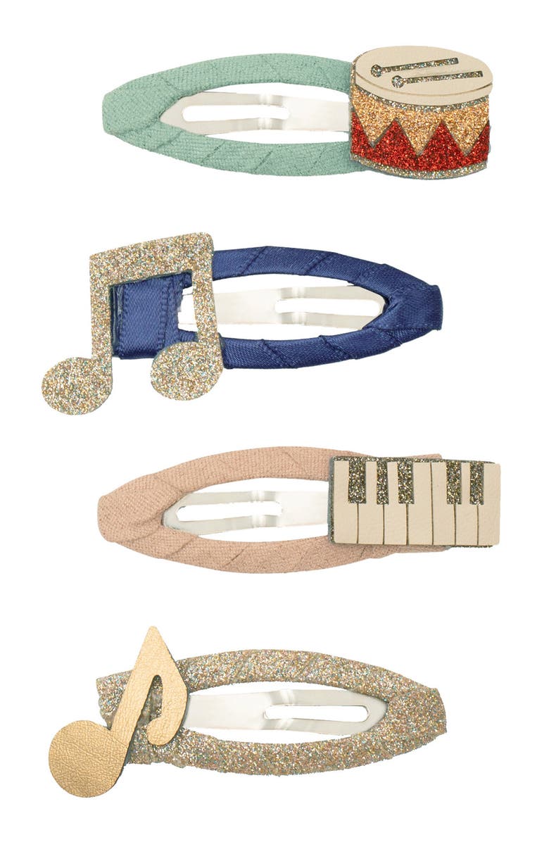 Mimi & Lula Kids' 5-Pack Music Clic Clacs Hair Clips, Main, color, Medium Blue