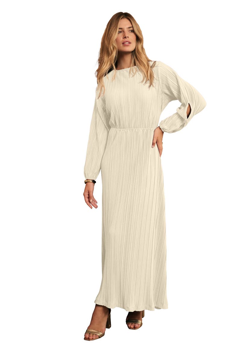 Slit Sleeve Plisse Maxi Dress, Main, color, OATMEAL