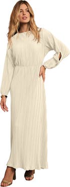 Jessica London Slit Sleeve Plisse Maxi Dress