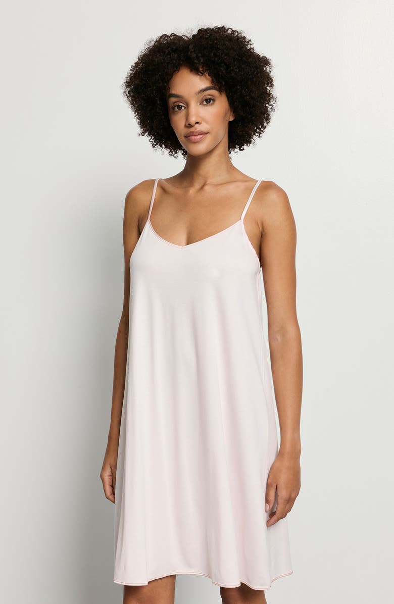 Hanro Silk Trim Cotton Chemise, Alternate, color, Honeydew